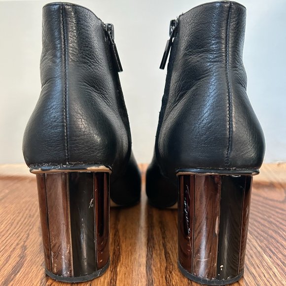 Zara Black Leather Ankle Boots Size 37 - Picture 3 of 5
